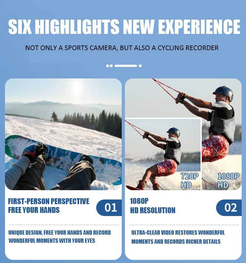 Mini body waterproof action camera 256GB black high-definition 1080p wide-angle wi-fi streaming wearable, using 10x CMOS for motion recording