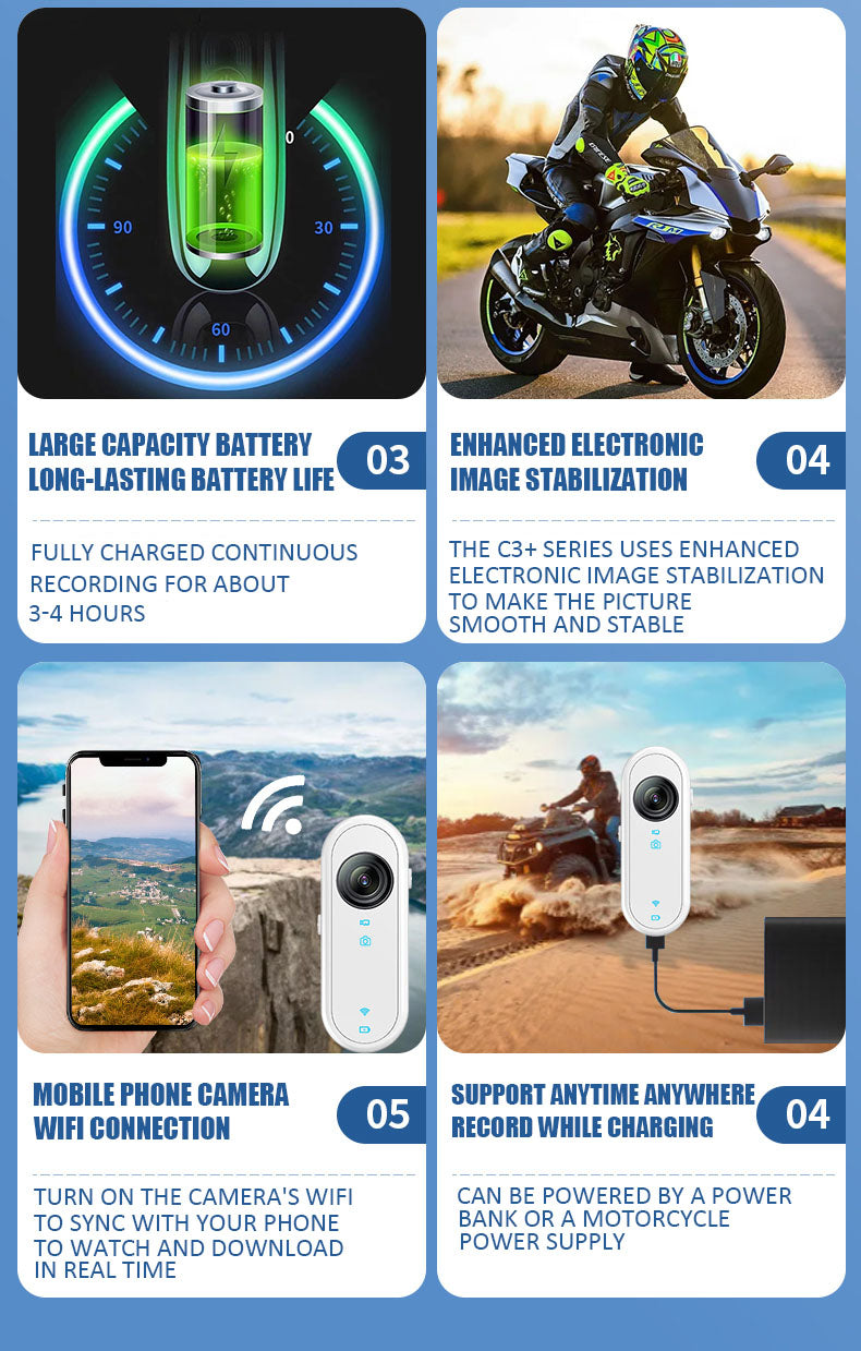 Mini body waterproof action camera 256GB black high-definition 1080p wide-angle wi-fi streaming wearable, using 10x CMOS for motion recording