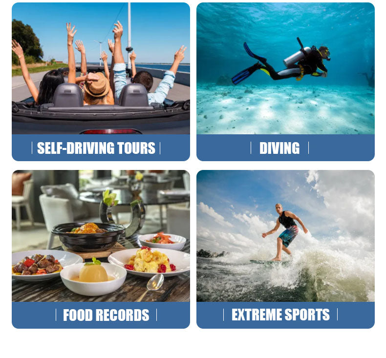 Mini body waterproof action camera 256GB black high-definition 1080p wide-angle wi-fi streaming wearable, using 10x CMOS for motion recording