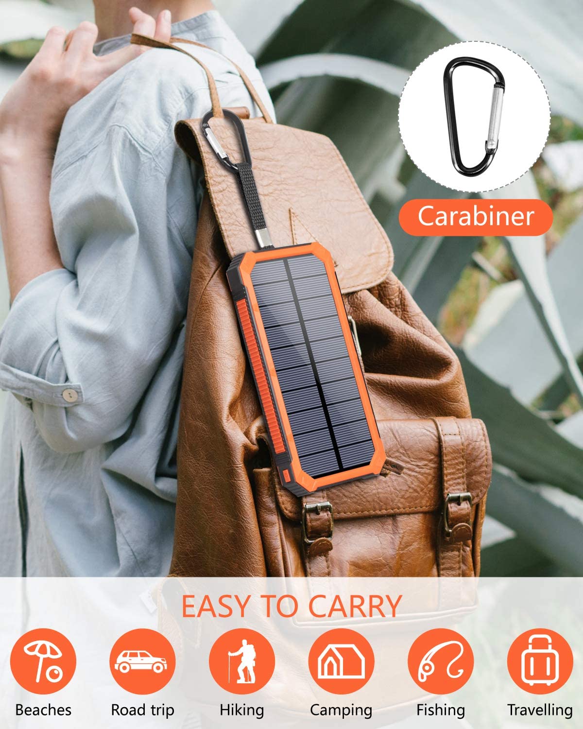 High capacity 20000 mAh outdoor solar cell pack, light function hand-crank power generation 10W & 20W output power